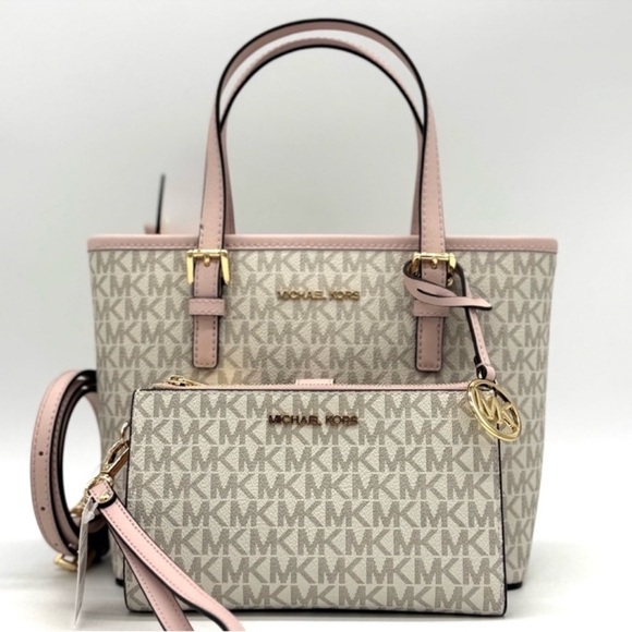 Michael Kors Jet Set Travel Extra-Small Top-Zip Tote Bag & Double Zip Wallet Set - Picture 1 of 12